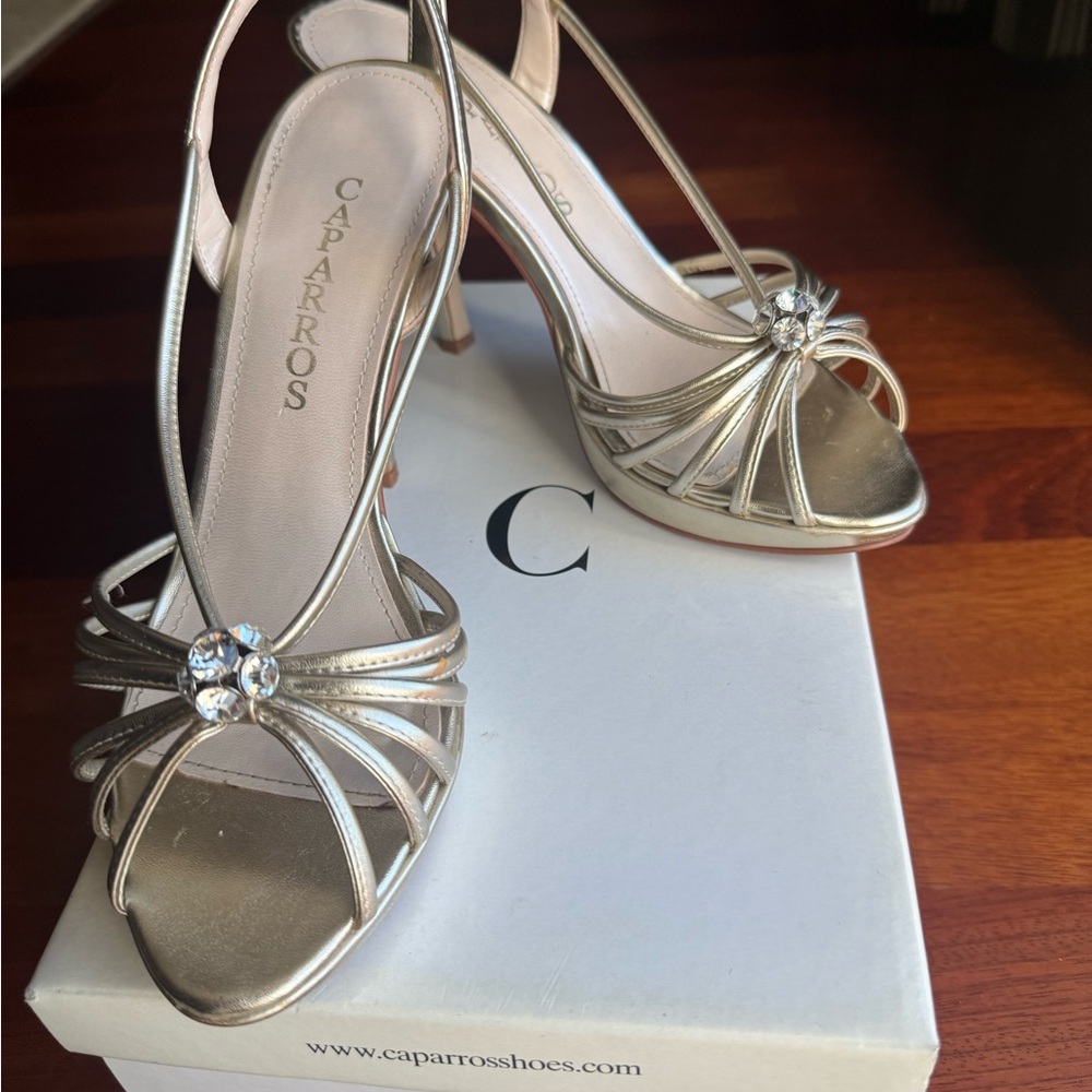 Caparros Gold Metallic Strappy Heels